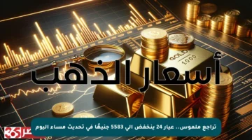 تراجع ملموس.. عيار 24 ينخفض إلى 5583 جنيهًا في تحديث مساء اليوم